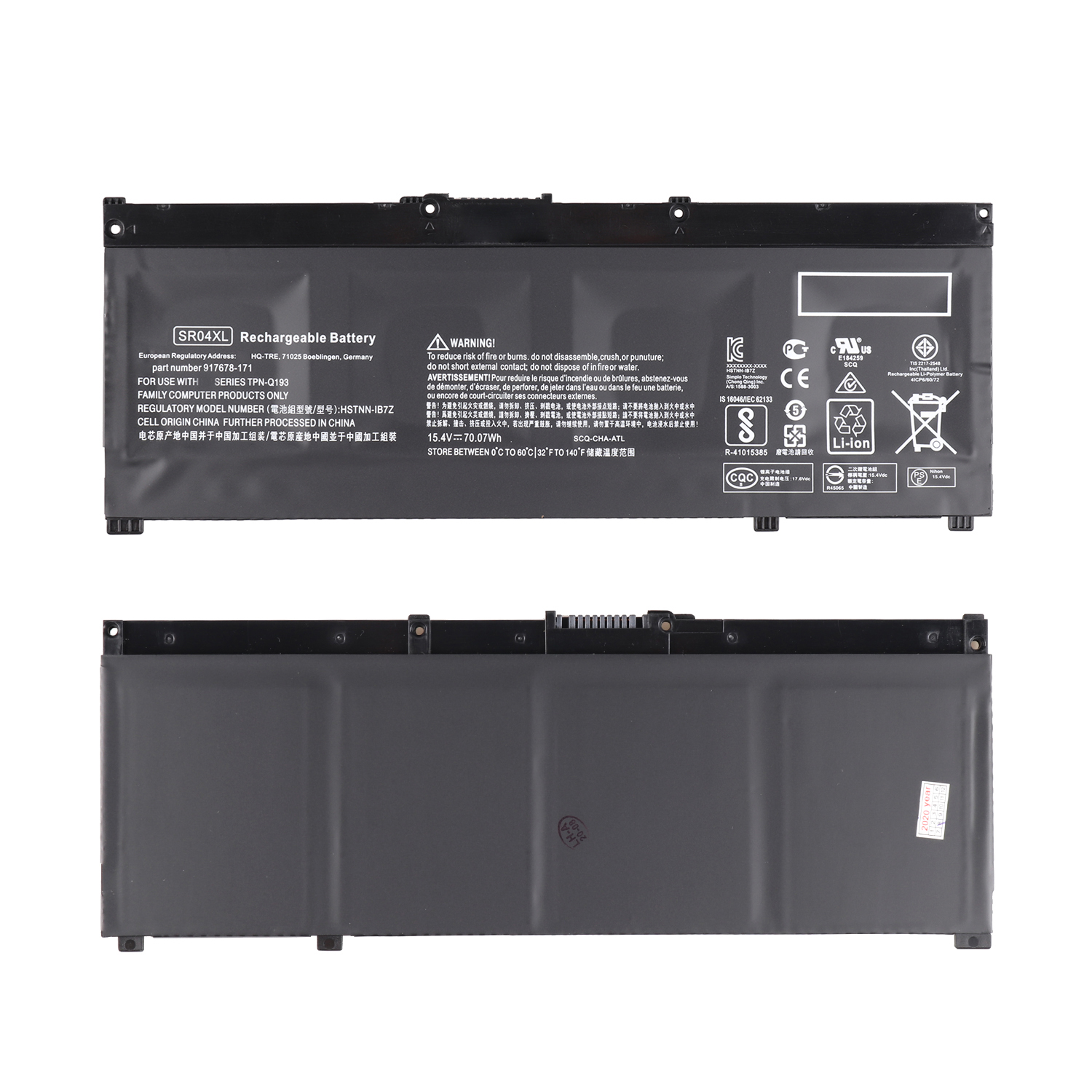 SR04XL 15.4V 70.07W Original Laptop Battery For HP OMEN 15-CE000 Series HSTNN-IB7Z Battery